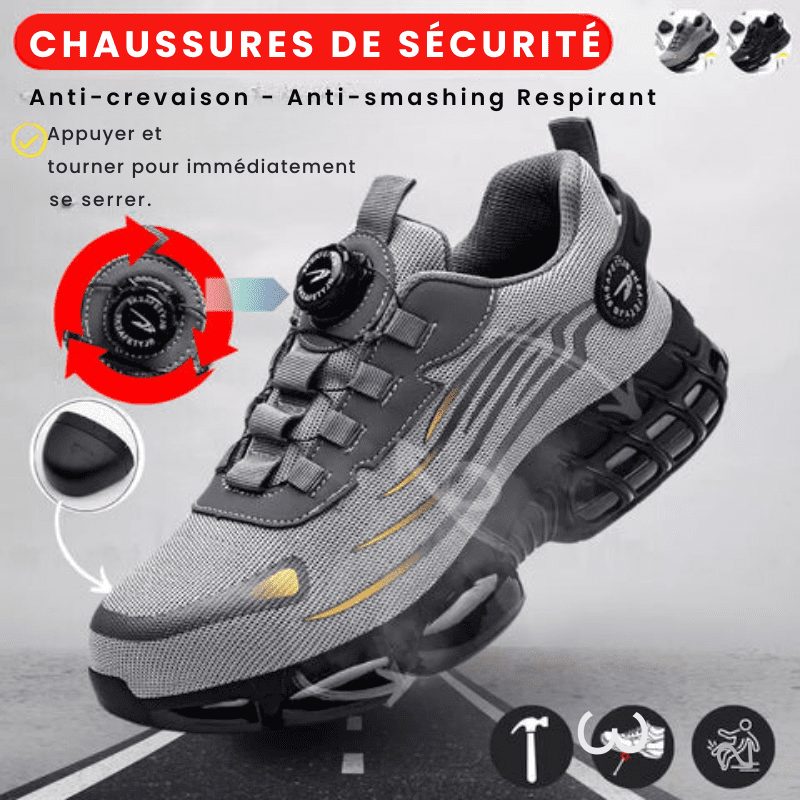 Henner Z90 Scarpe di sicurezza ultraleggere e resistenti all'usura con chiusura rotante in acciaio 