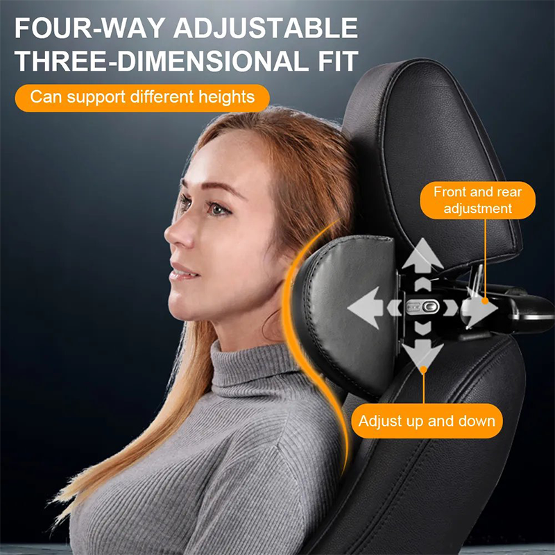 3-in-1 Ergonomic Design Breathable Adjustable Memory Foam Car Headrest with Phone Holder and Storage Hook