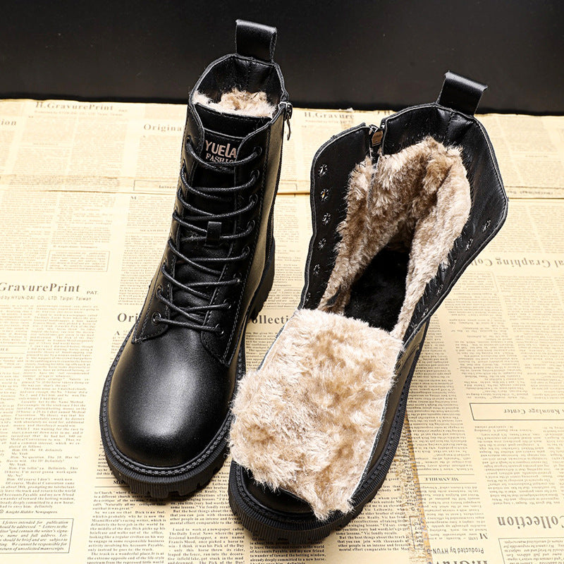 Delphine - Bottes d'hiver en cuir noir 