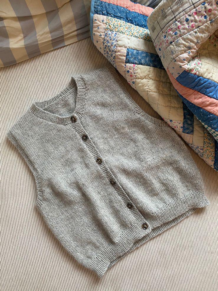 Brenda - Gilet pullover sans manches gris ardoise clair et uni