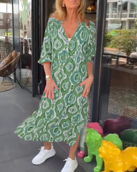 Robe avec imprimé tendance et demi-manches